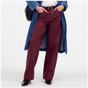 Madewell Low Slung Baggy Jeans in Bordeaux Garment Dyed Burgundy Size 26 $148